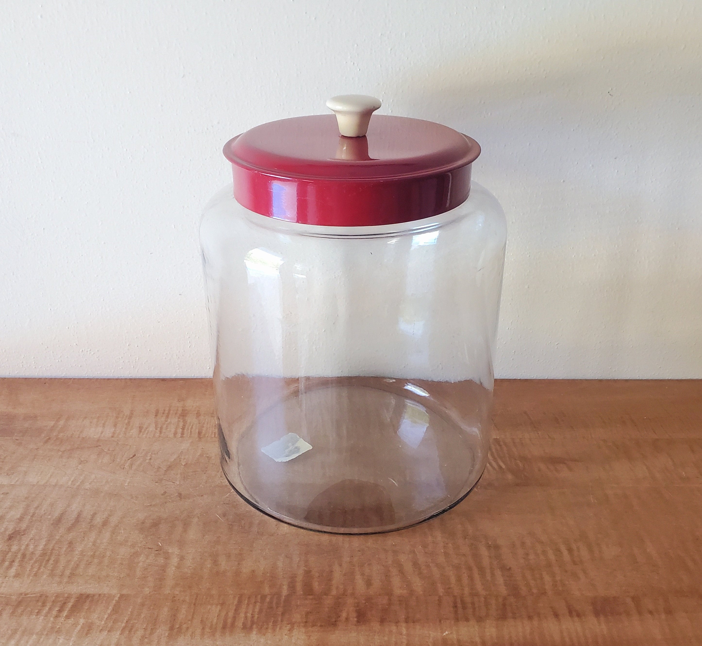 Vintage Anchor Hocking Glass Jar: 2 Gallon Candy Jar With Metal