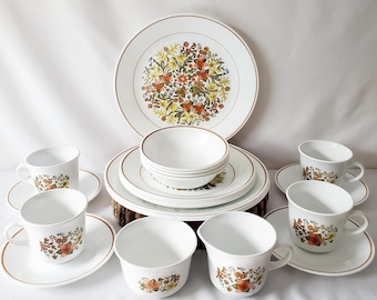vintage Corelle Indian Summer dinnerware: 22 piece set for 4 guests  /details in description