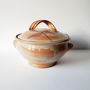 covered pottery bowl vintage studio pottery pot with lid
