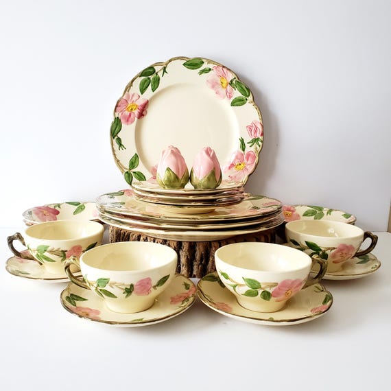 Vintage Franciscan Desert Rose Dinnerware Set 22 Pieces for 4