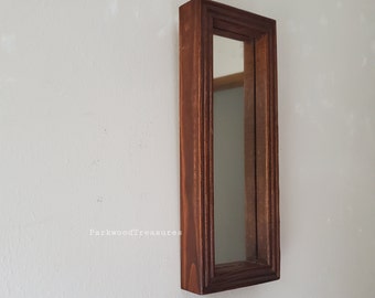 Vintage Wood Accent Hanging Mirror, Narrow Space (13x5)