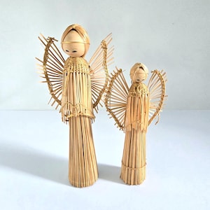 straw angels 2 vintage Christmas angel ornaments