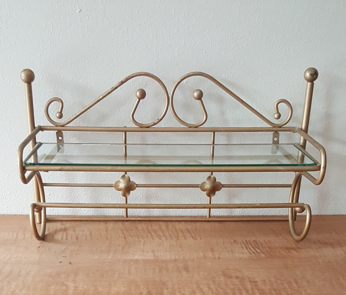 Vintage Metal Wall ShelfBathroom Metal and Glass Shelf with Etsy