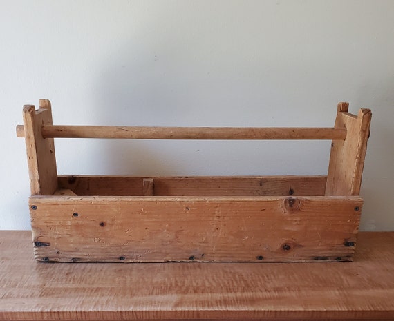 Vintage Wooden Tool Box, Wooden Tool Organizer, Gardening Tool