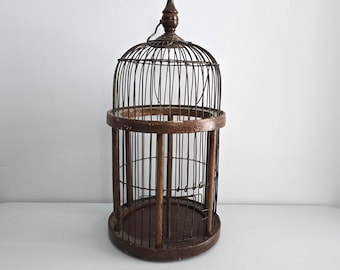 Vintage Large Wooden Birdcage: dome top style- size details in description