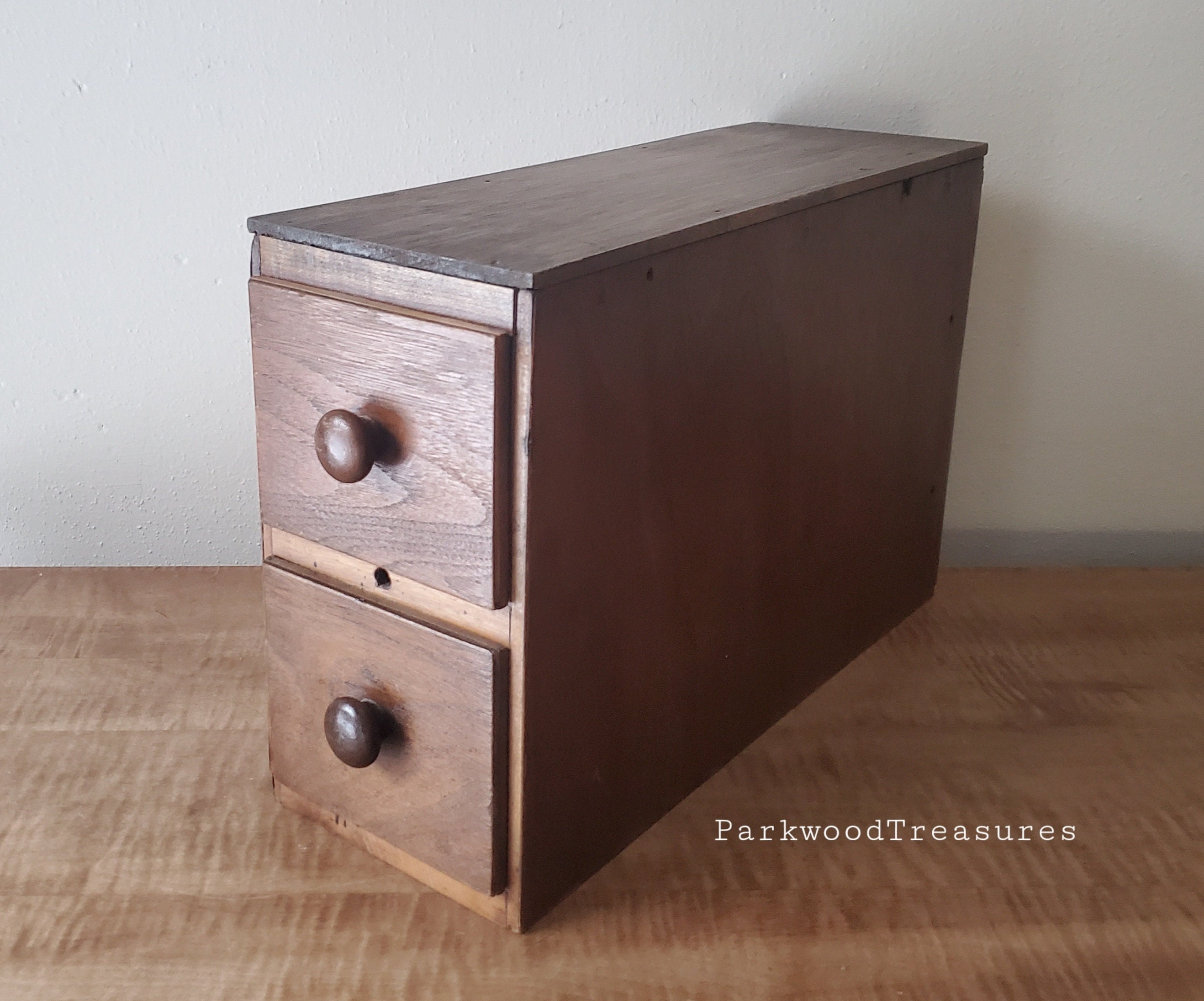 Vintage Sewing Cabinet With Wooden Drawers Organizer for Pins