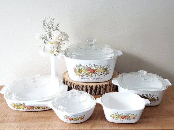 Corning Ware Spice of Life Casserole Set Pf 5 Vintage Spice of Life Casseroles 4 Lids Etsy