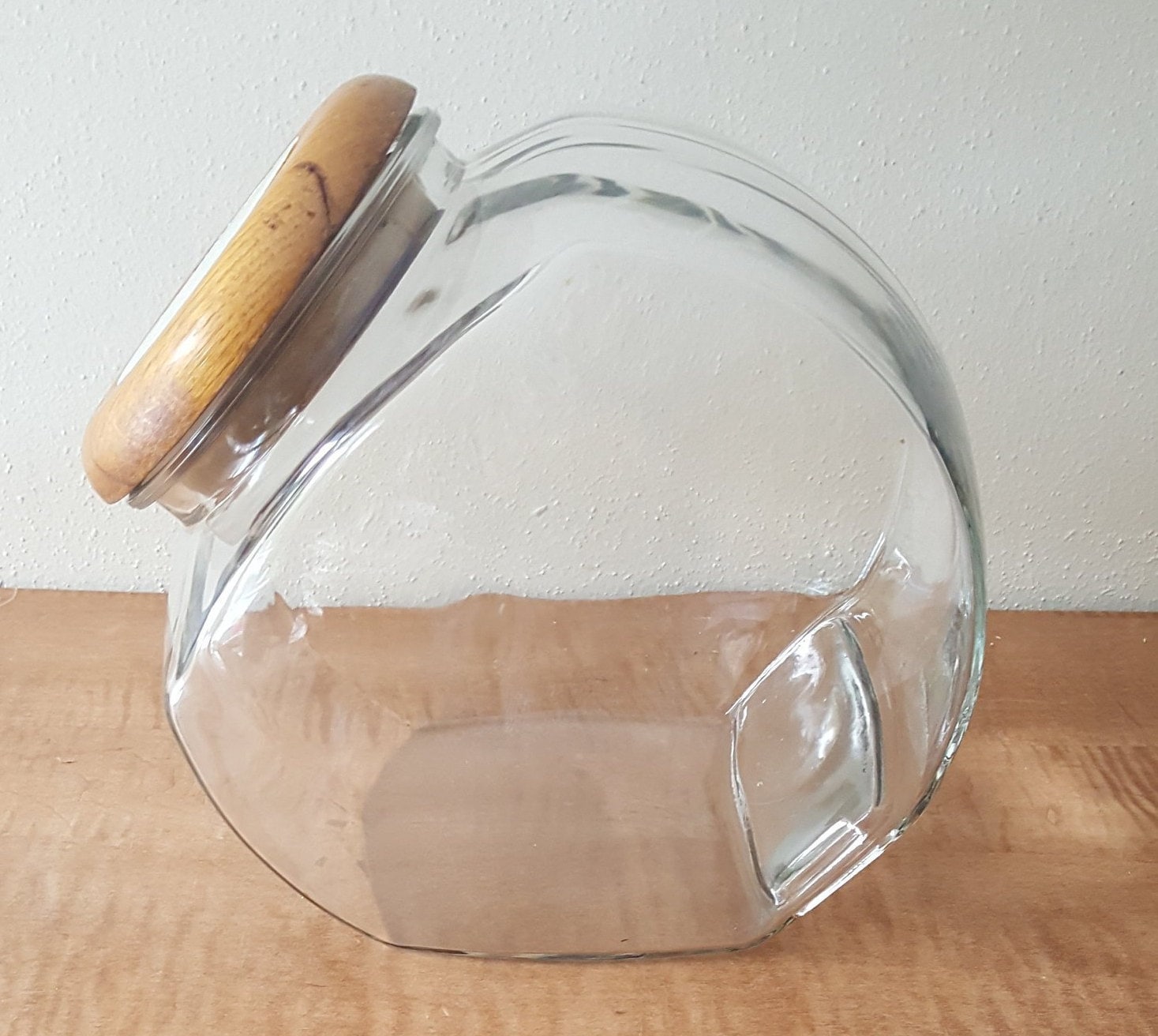 Vintage Gallon Jar Slant Cookie Jar with Wood Lid Etsy