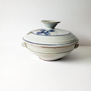 vintage signed rice steamer studio pottery soup pot with lid