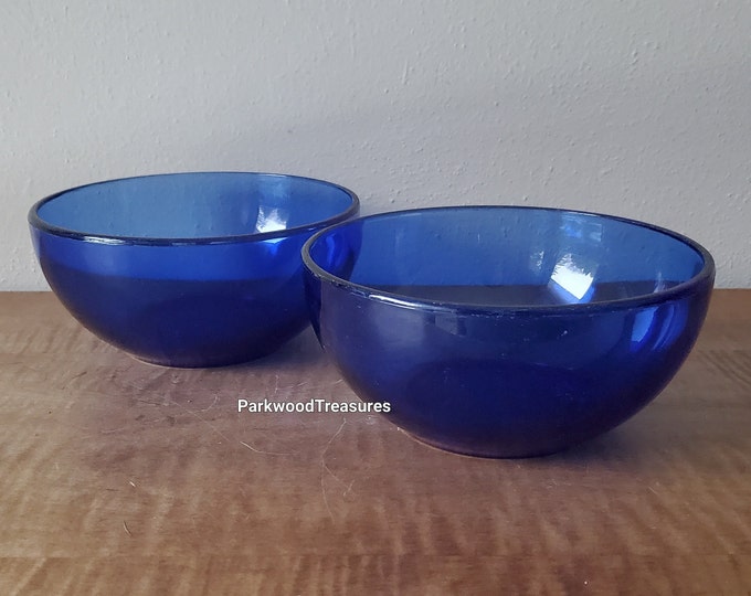 Vintage Cobalt Blue Glass Cereal Bowls Set of 2 Blue Bowls by Anchor Hocking Etsy