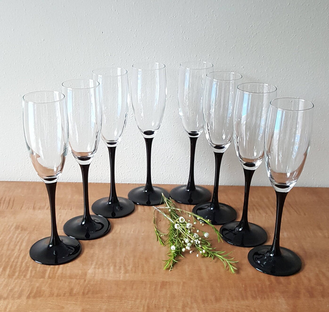 Vintage Champagne Flutes by Luminarc Set of 8 Crystal Black Etsy