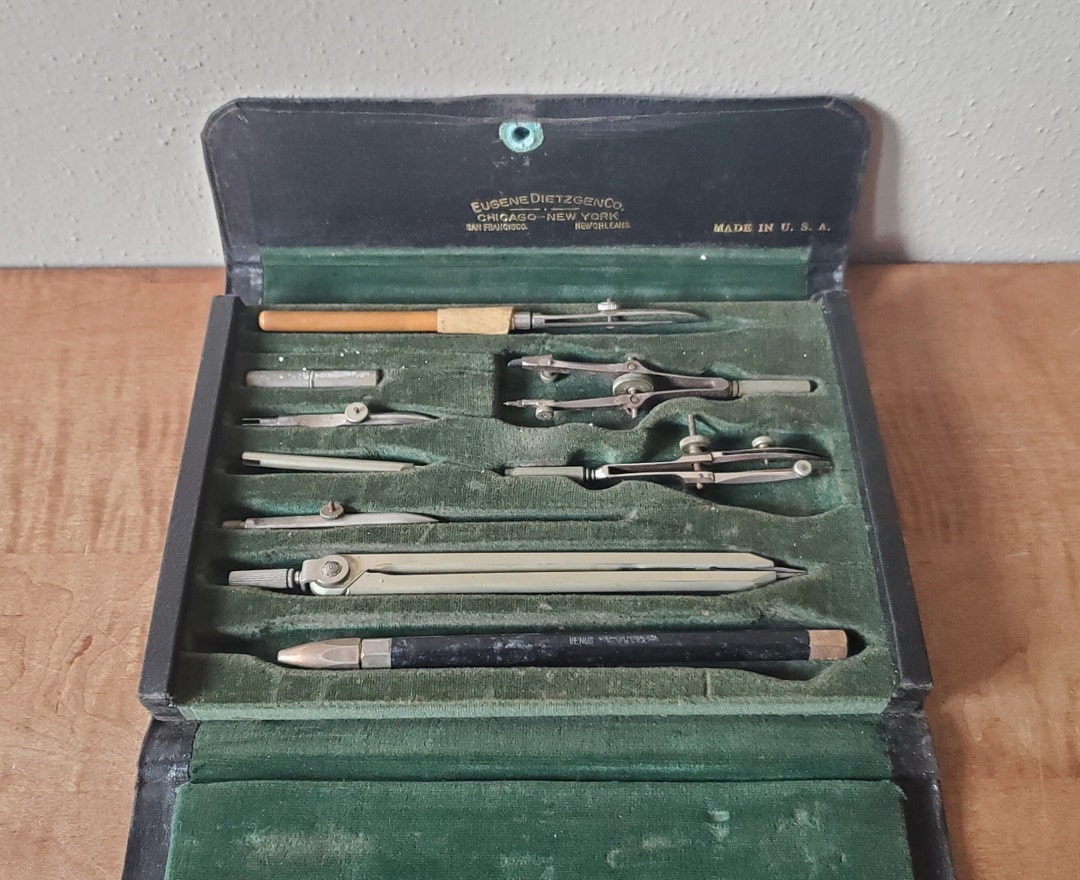 Vintage Drafting Tool Kit, Drafting Instruments, Eugene Dietzgen Co USA