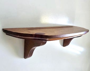 16" Vintage Wood Shelf with Plate Cut