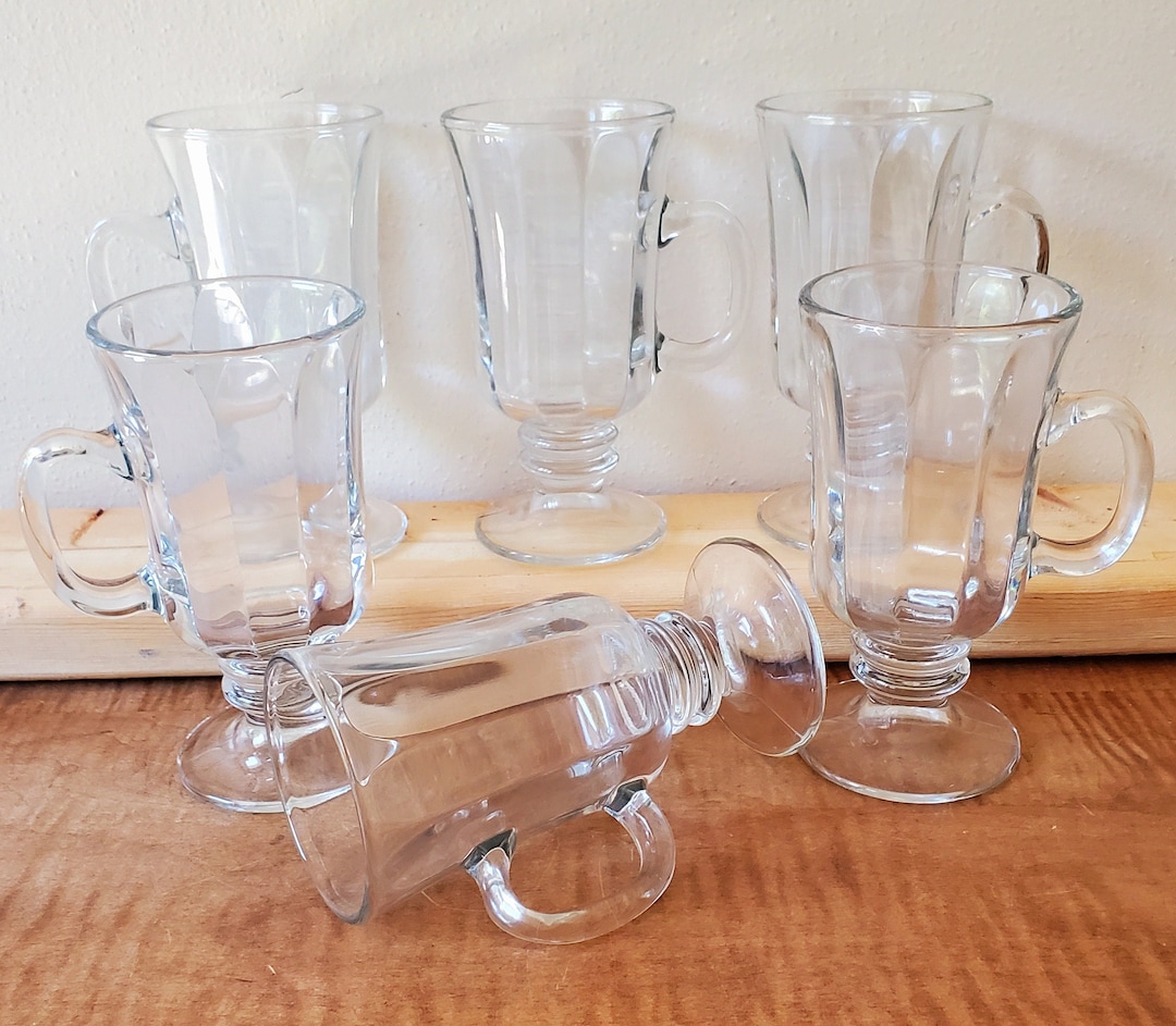 Vintage Libbey Irish Coffee Mugs, Libbey Milan Glass Coffee Cups, Set