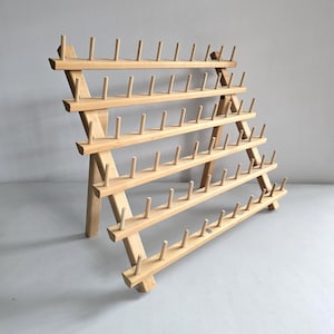 vintage wood thread spool display rack: tabletop or wall hanging