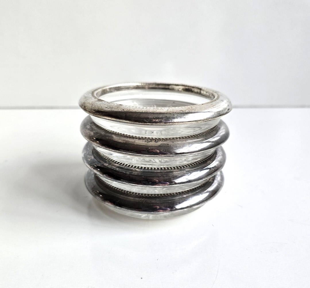 Vintage Leonard Silver Plated Coasters: Set of 4
