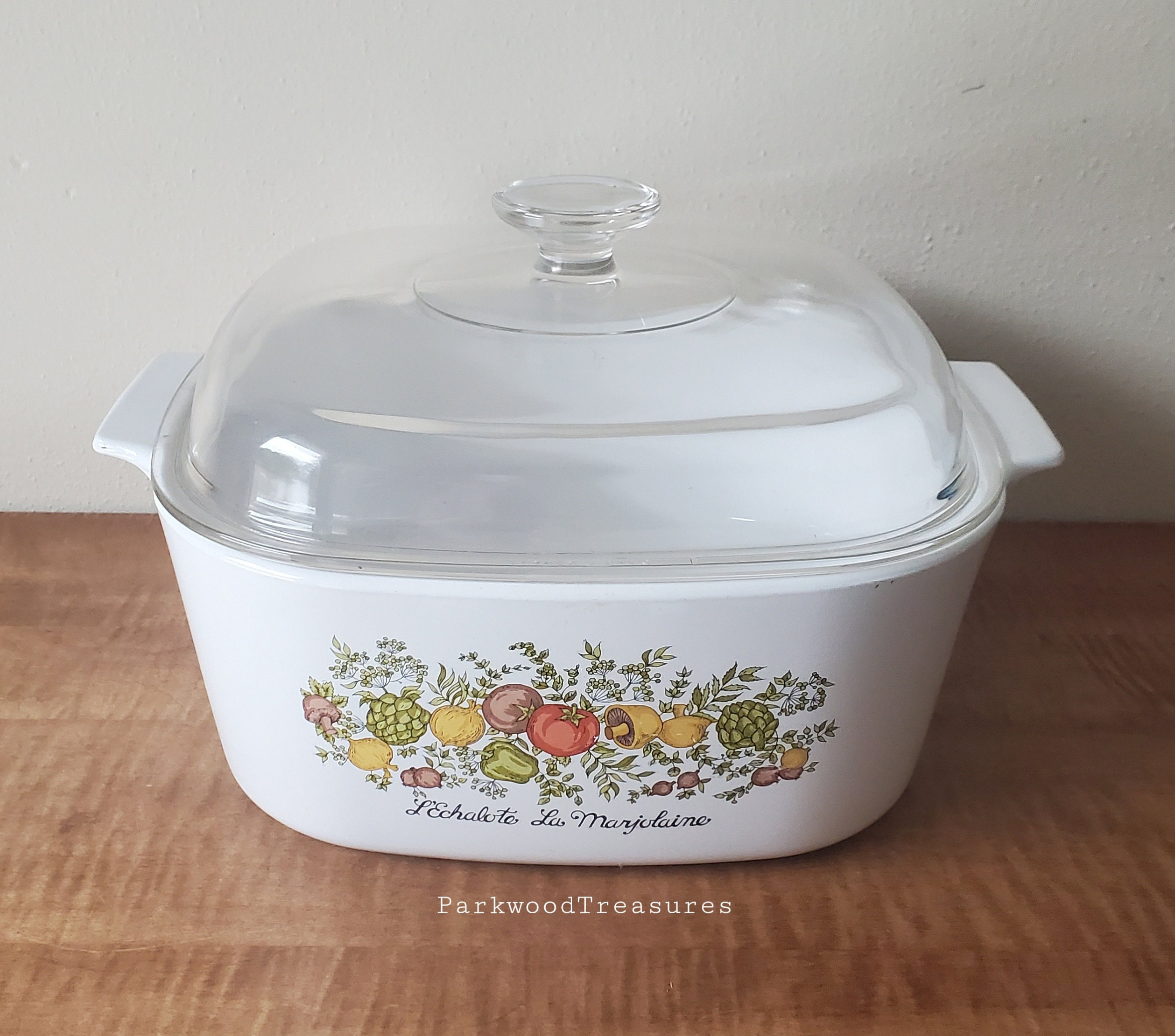 VINTAGE Corning Ware Spice of Life Casserole Dish Pyrex Lid Electric Skillet