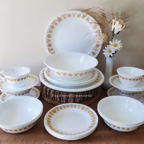 Vintage Corelle Butterfly Gold Dinnerware 5 Piece Place Etsy