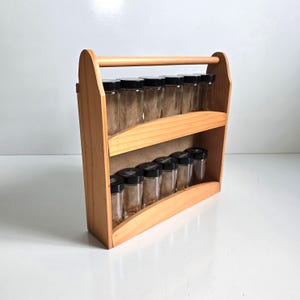 vintage 12 spice jar 2 tier wooden spice rack