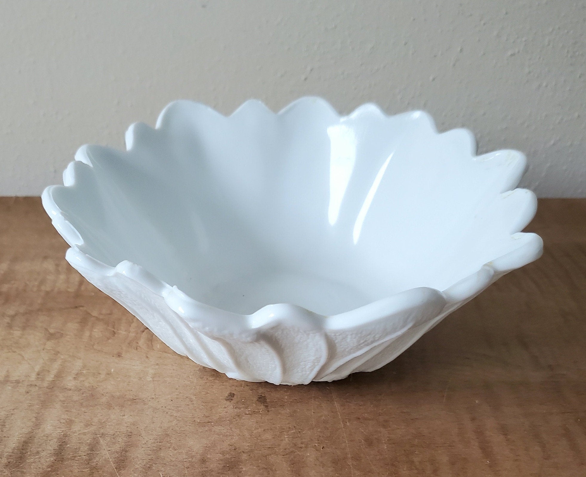 Vintage Milk Glass Salad Bowl Set Mid Century Large White Etsy
