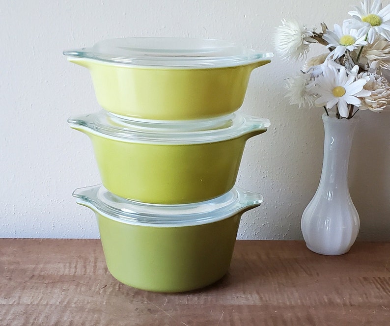 Pyrex Verde Casserole Set Avocado Green 3piece With Lids - Etsy