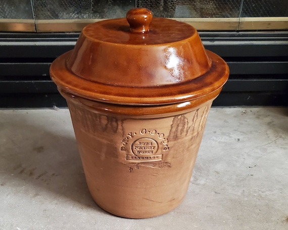 Vintage Rowe Pottery Canister Large Salt Glazed Stoneware 12