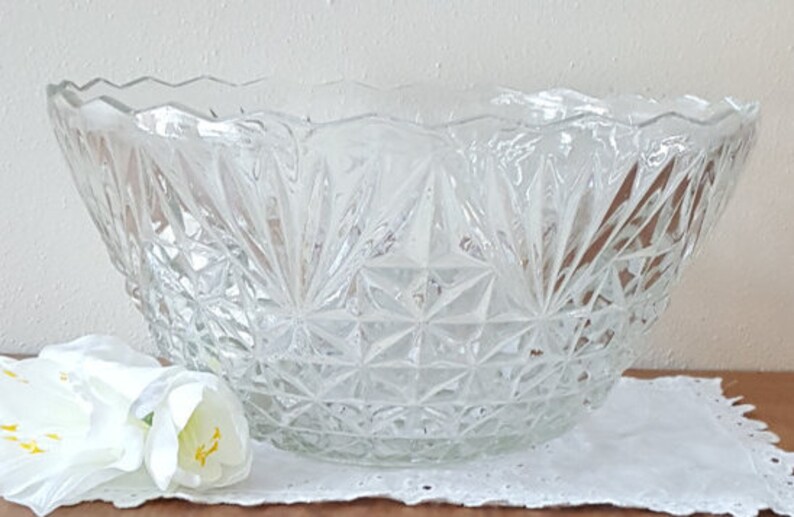 Vintage Crystal Glass Punch Bowl Set for 16 Arlington Punch Etsy