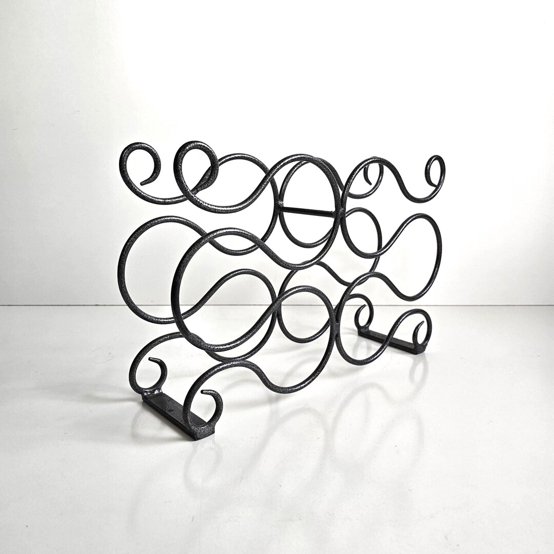 Pewter Metal Wine Rack 6 Bottle Scroll Design - Etsy