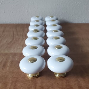 Vintage Cabinet Hardware, Brass and Porcelain Door Handles, Drawer Knobs, Porcelain Knobs (Price is per Knob)