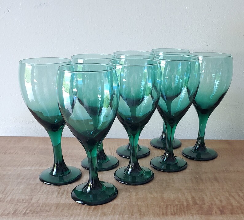 Vintage Libbey Glassware Teal Libbey Wine Glasses Teardrop Etsy