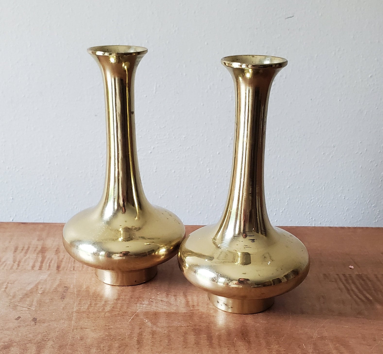 Vintage Brass Flower Vases Set of 2 Made in Korea Home Décor Vases Home