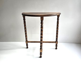 Pine Demilune Entry Console Spindle Leg Living Room Tables