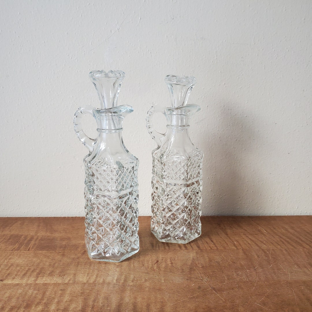 Vintage Anchor Wexford Glass Cruets, Oil and Vinegar Cruet Set, Anchor