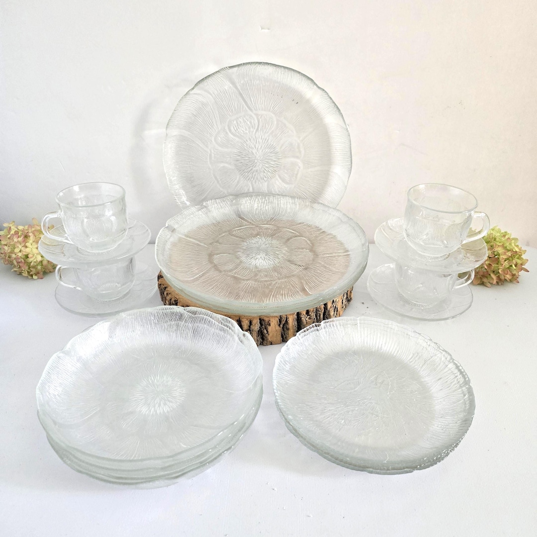 Arcoroc Fleur Clear 20 Piece Dinnerware Set for 4 Guests - Etsy