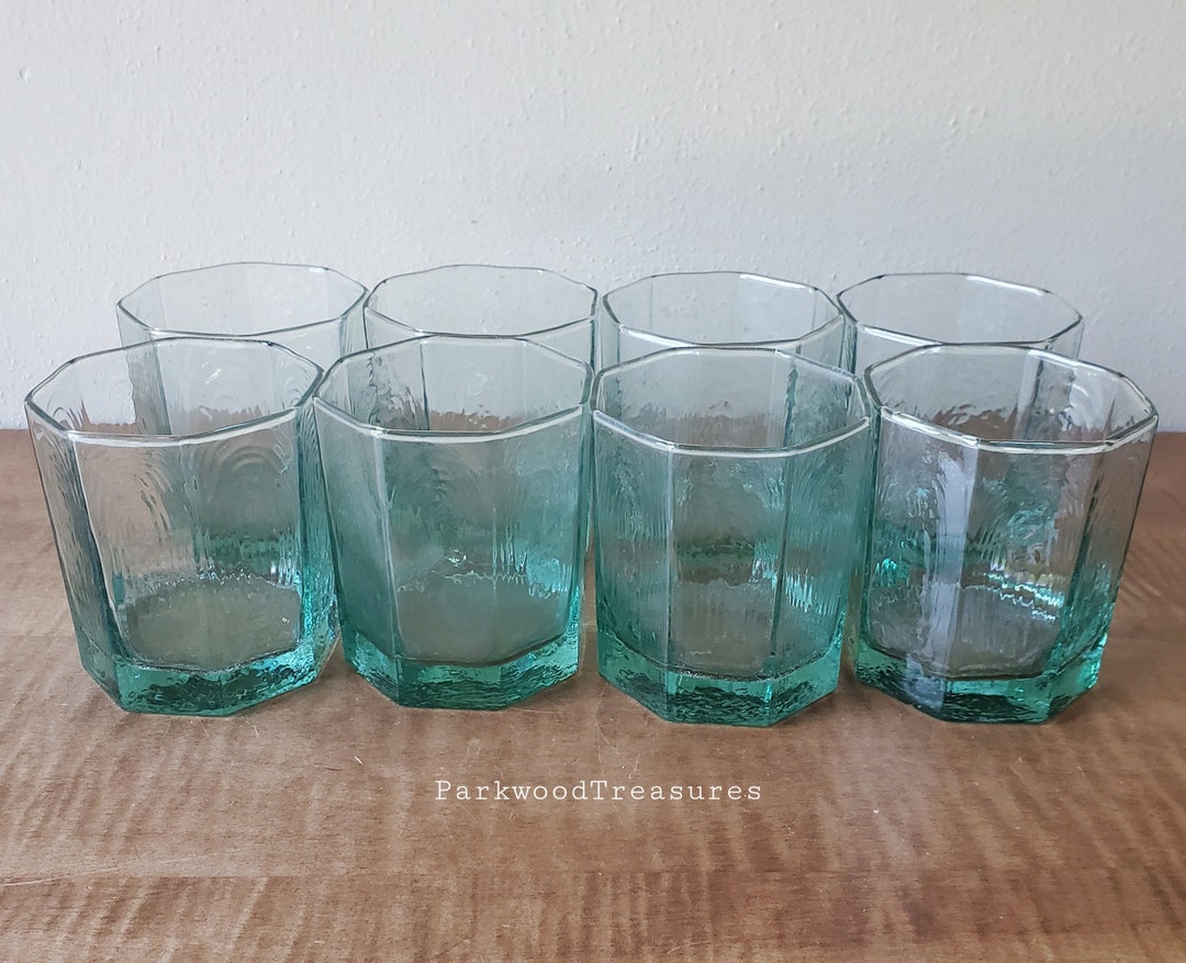 Vintage Libbey Barware Libbey Spanish Green Facets Old Etsy