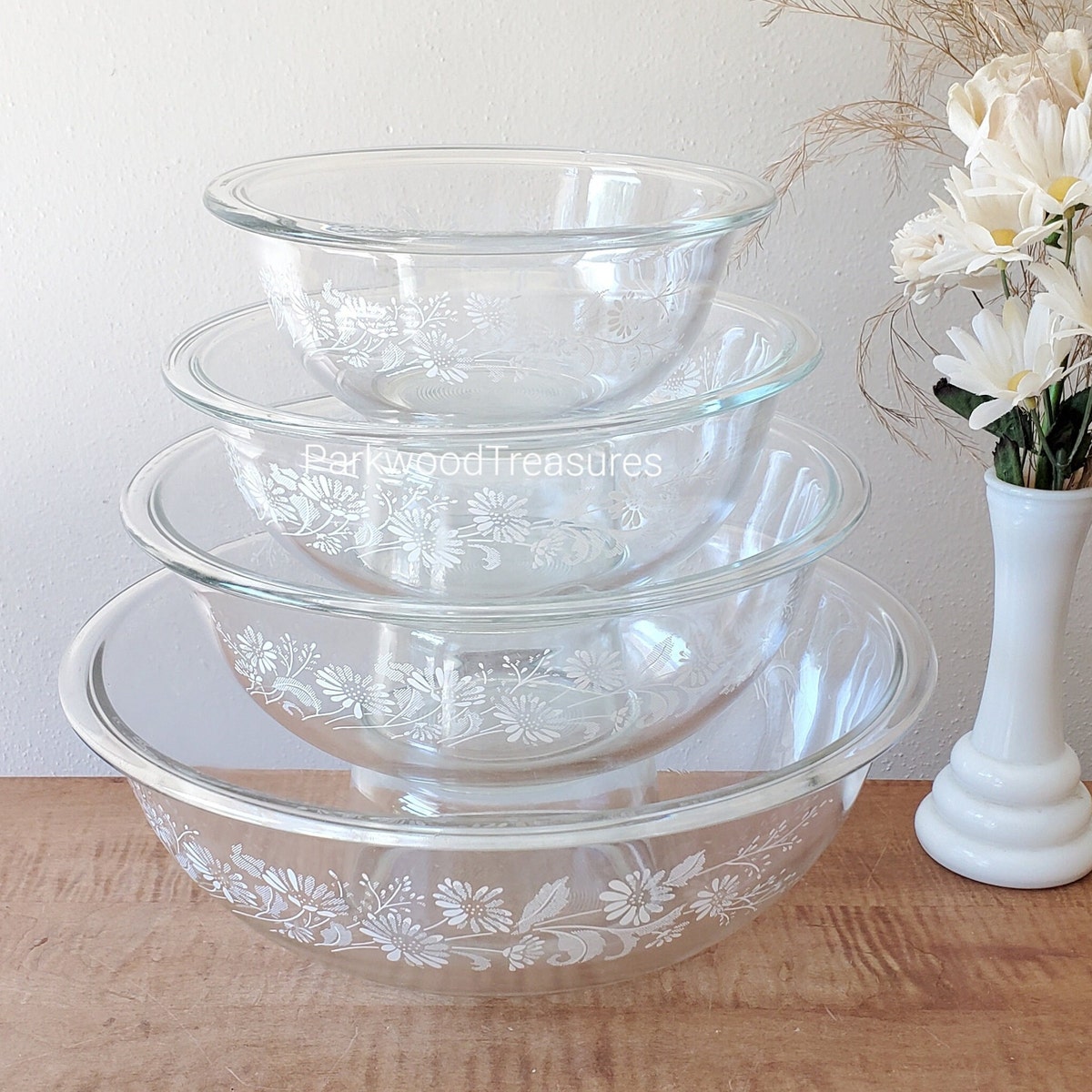 Vintage Pyrex Mixing Bowl Set, Colonial Mist Clear Bowls, Pyrex Nesting Bowls - Etsy