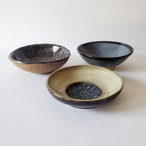 stoneware cereal bowls 3 vintage studio pottery bowls