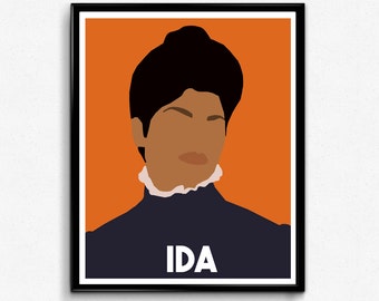 Ida B Wells Portrait- Feminist Icon, Minimalist Portrait, Wall Art