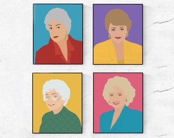 Golden Girls Set of 4 Prints, Minimalist Feminist Art, TV Wall Art  ---*Discounted Set*