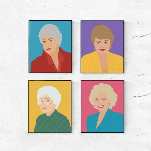 Golden Girls Set of 4 Prints, Minimalist Feminist Art, TV Wall Art  ---*Discounted Set*