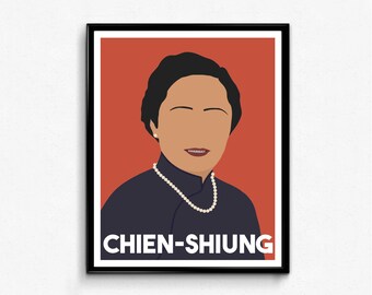 Chien-Shiung Wu Feminist Icon Portrait, Women in STEM, Minimalist Wall Art Decor