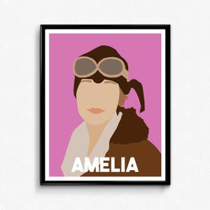 Amelia Earhart Poster- Minimalist Feminist Print, Wall Art Decor