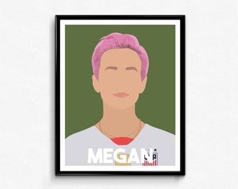 Megan Rapinoe, Feminist Icon Portrait- Minimalist Feminist Icon, Wall Art Decor