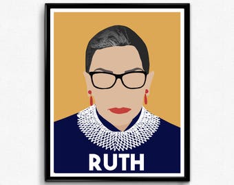 Ruth Bader Ginsburg, Feminist Poster Print, Feminist Wall Art,  Supreme Court Justice-