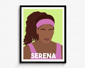 Serena Williams Minimalist Feminist Icon Portrait, Wall Art Decor Gift