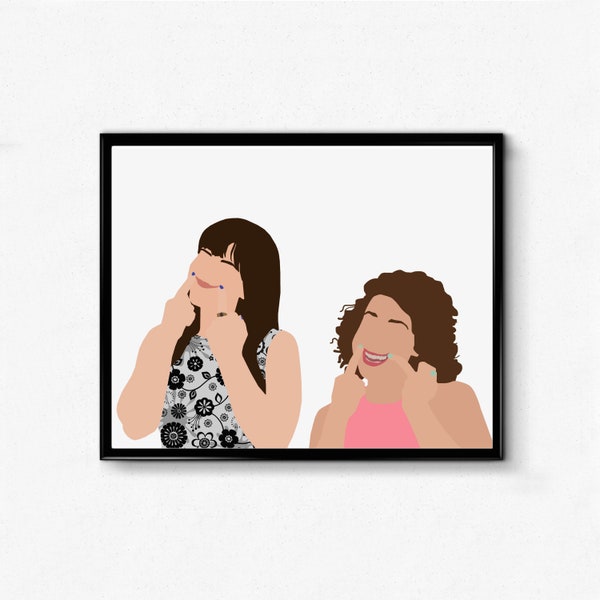 Broad City Minimalist TV Poster- Middle Fingers, Smile, Feminist Icon Art