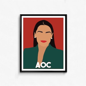 AOC Alexandria Ocasio-Cortez Feminist Icon Print, Wall Art Decor, Minimalist Feminist Art, Nursery Art