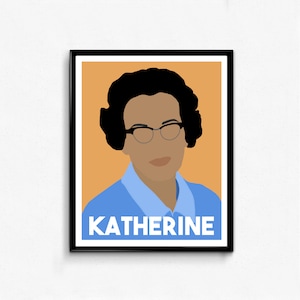 Katherine Johnson Feminist Icon Portrait- Hidden Figures, Wall Art Decor