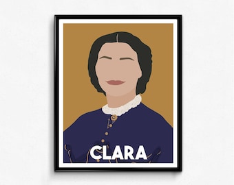 Clara Barton Feminist Icon Print, Minimalist Feminist Posters