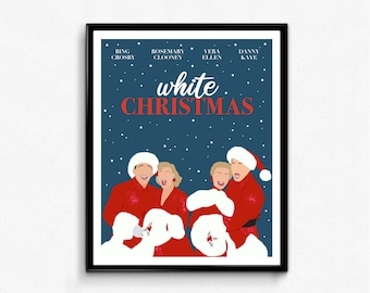 White Christmas Movie Poster, Minimalist Movie Print, Holiday Art Decor